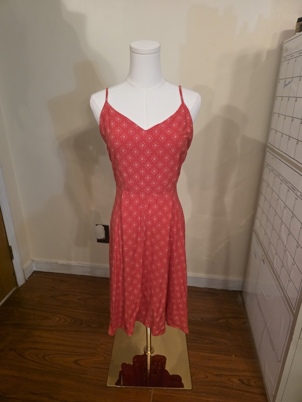GAP Coral Pink Floral Spaghetti-Strap Midi Dress